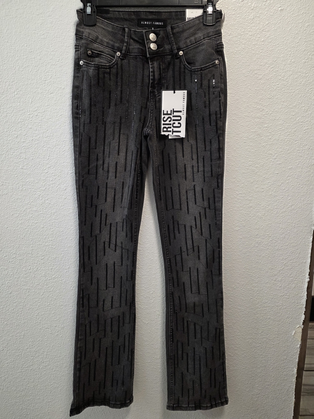Almost Famous Black Patterned Flare Jeans